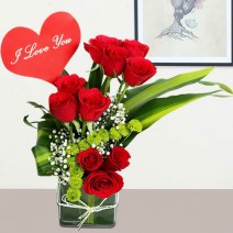 Vase Of Lovely Red Roses 